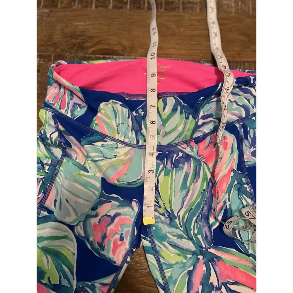 Lilly Pulitzer Leaf Print Pattern Women’s Leggings Size Medium EUC Gym Jogging - Picture 5 of 10
